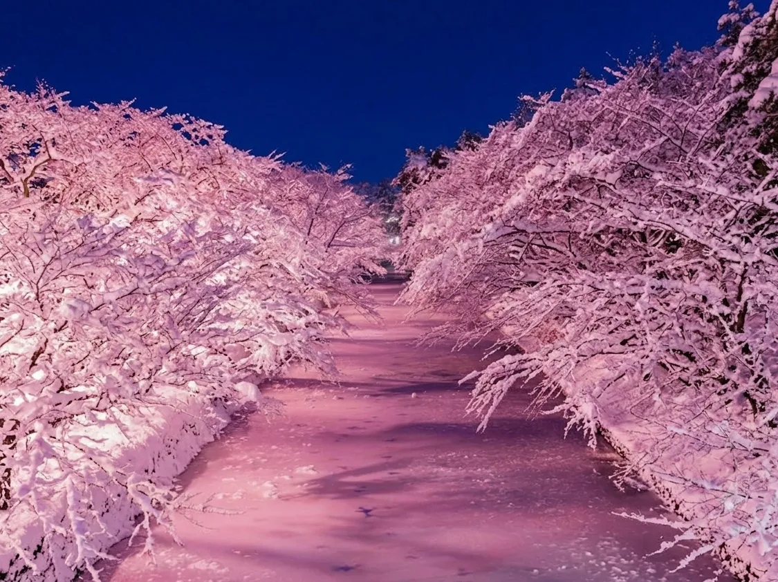 弘前公園の雪桜