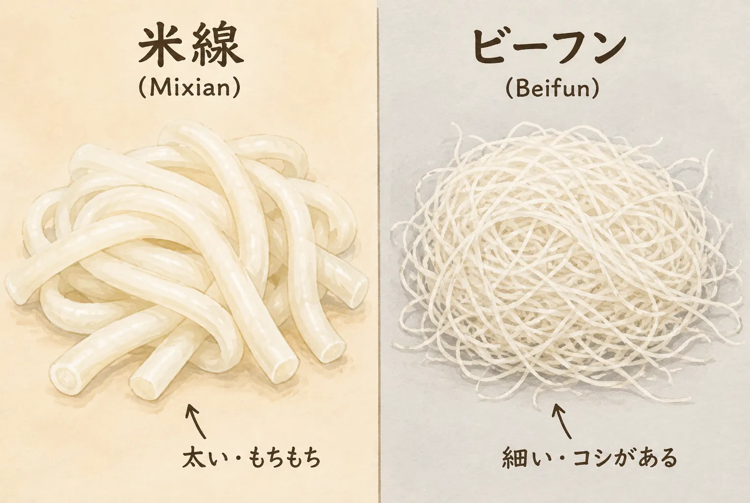 米線とビーフンとの違い